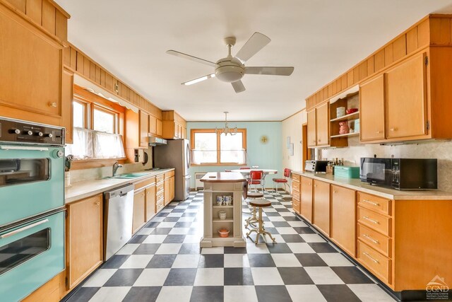 51 Division St, Hunter, NY 12442 - kitchen featuring stainless steel appliances, open shelves, a sink, and light countertops