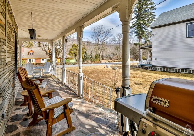 51 Division St, Hunter, NY 12442 - view of patio / terrace with covered porch