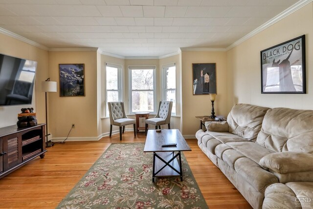 51 Division St, Hunter, NY 12442 - living area with plenty of natural light, light wood finished floors, crown molding, and baseboards
