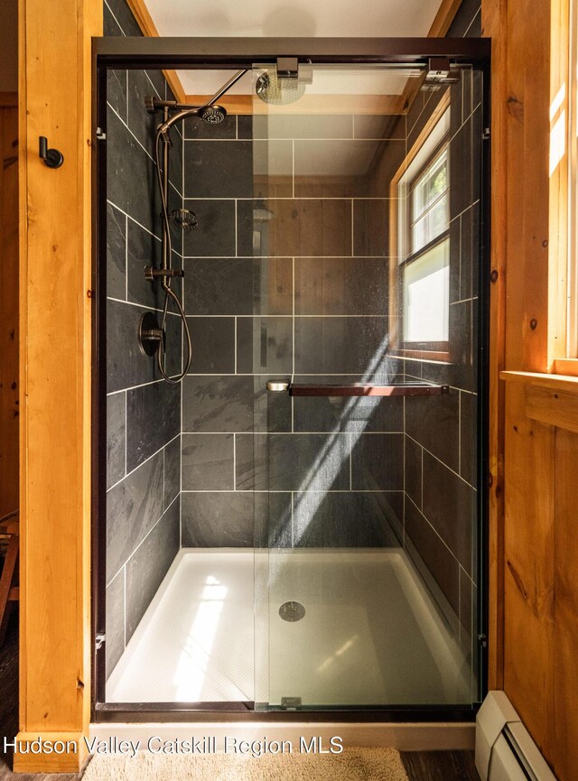 422 Waterview Dr, Andes, NY 13731 - full bathroom featuring a baseboard radiator and a stall shower