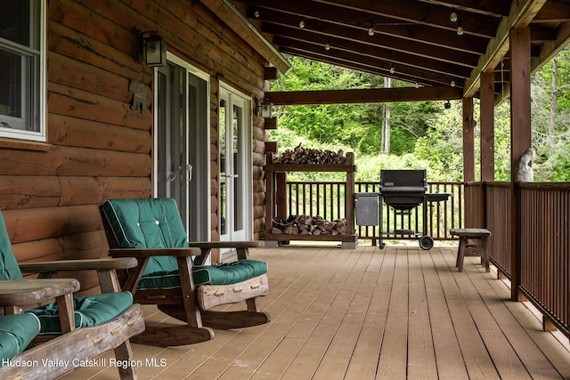 422 Waterview Dr, Andes, NY 13731 - wooden terrace featuring grilling area