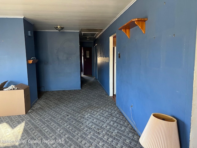 355 Maple Avenue Ext, Germantown, NY 12526 - hallway featuring ornamental molding, carpet, and baseboards