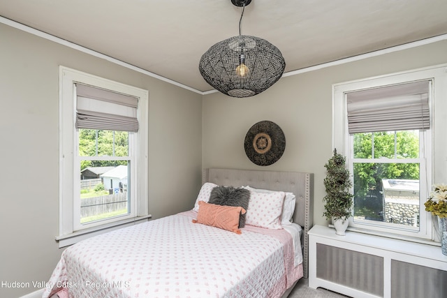 71 Melrose Ave, Albany, NY 12203 - bedroom featuring radiator, multiple windows, and ornamental molding
