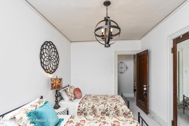 71 Melrose Ave, Albany, NY 12203 - bedroom featuring a chandelier, carpet floors, crown molding, and baseboards