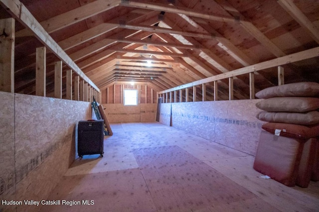 view of unfinished attic