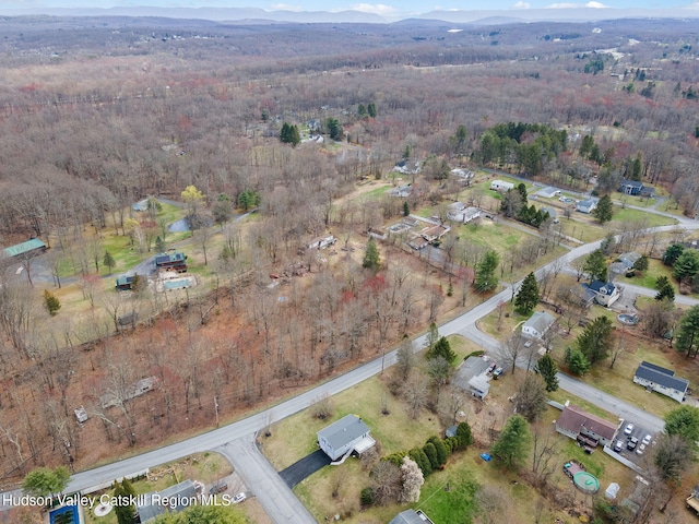 drone / aerial view with a forest view