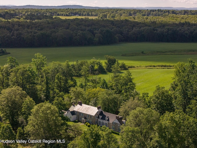 birds eye view of property with a rural view