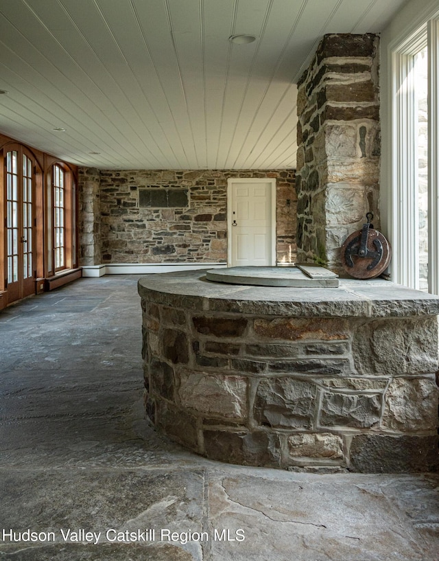 interior space with wood ceiling