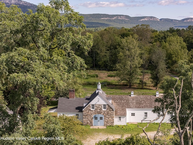 aerial view with a mountain view