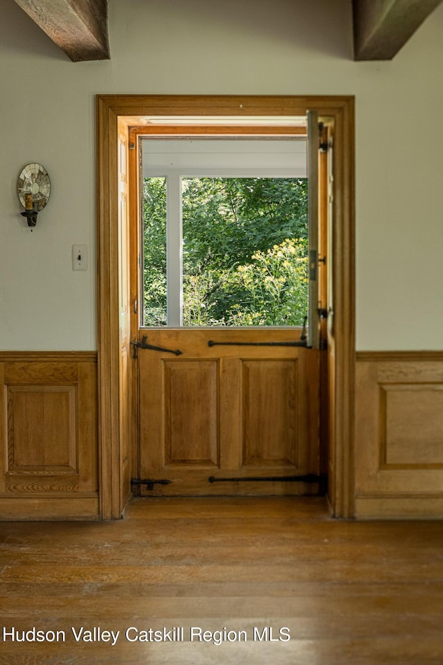 doorway featuring light hardwood / wood-style floors