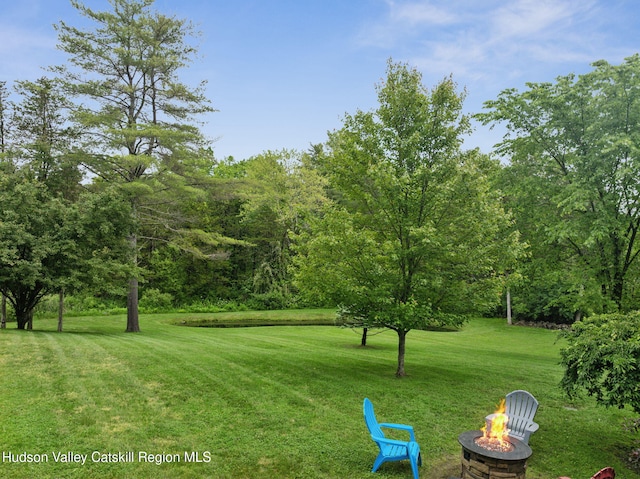20 Cedar Ridge Rd, Stone Ridge, NY 12484 - view of grassy yard featuring a fire pit