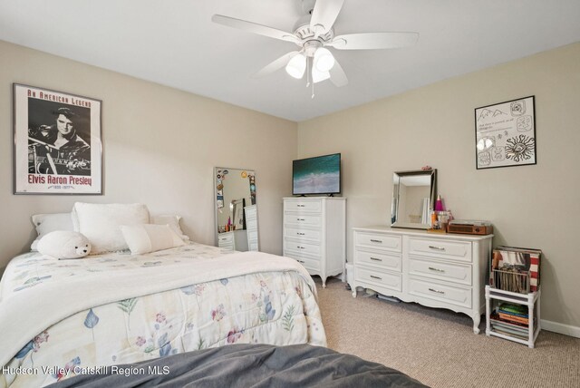 20 Cedar Ridge Rd, Stone Ridge, NY 12484 - bedroom featuring light colored carpet and a ceiling fan