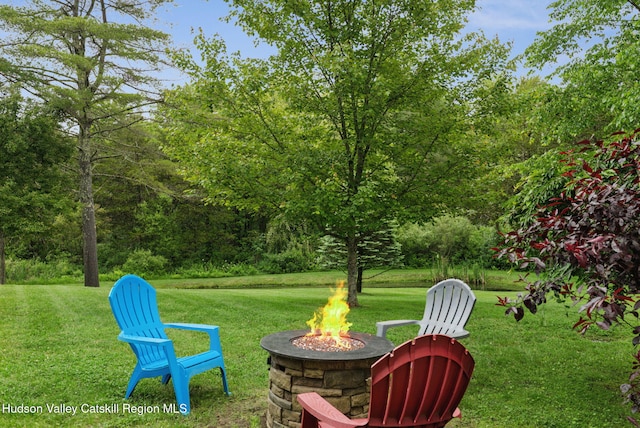20 Cedar Ridge Rd, Stone Ridge, NY 12484 - view of green lawn featuring an outdoor fire pit