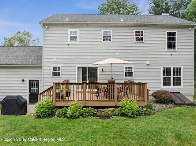 20 Cedar Ridge Rd, Stone Ridge, NY 12484 - back of house with a wooden deck and a yard