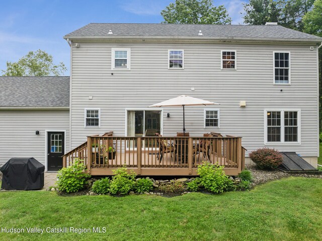20 Cedar Ridge Rd, Stone Ridge, NY 12484 - back of house with a wooden deck and a yard