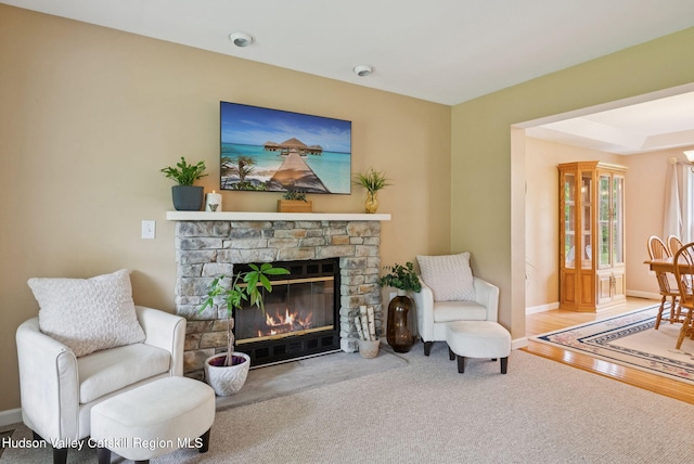 20 Cedar Ridge Rd, Stone Ridge, NY 12484 - living area featuring baseboards and a stone fireplace