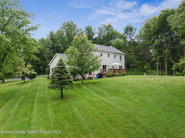 20 Cedar Ridge Rd, Stone Ridge, NY 12484 - view of grassy yard with a wooden deck