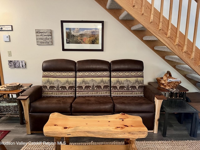 82 Liftside Dr Unit A13, Hunter, NY 12442 - living area with wood finished floors and stairs