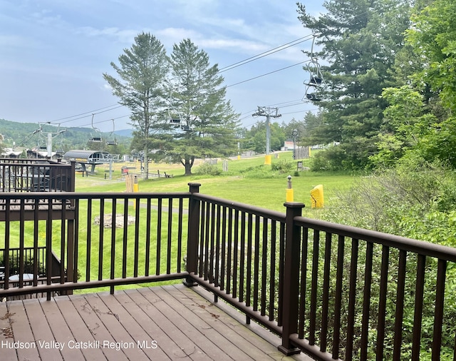 82 Liftside Dr Unit A13, Hunter, NY 12442 - wooden deck featuring a yard