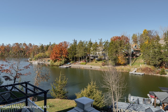 view of dock featuring a water view