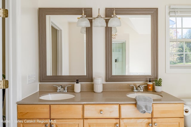 bathroom featuring plenty of natural light and vanity