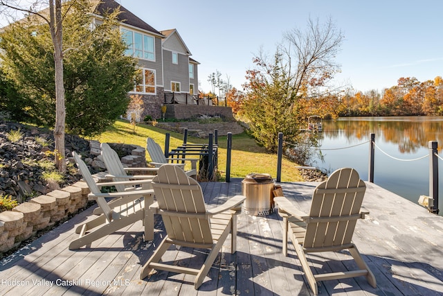 view of patio featuring a water view