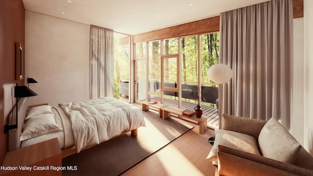 bedroom with wood-type flooring