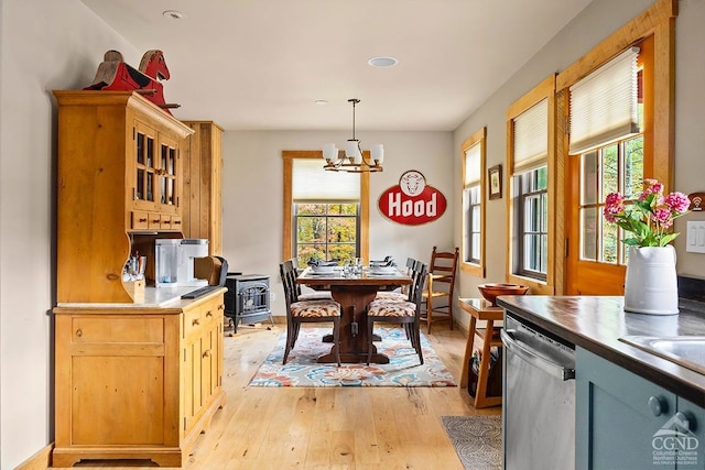 214 Fog Hill Rd, Austerlitz, NY 12017 - dining room with light wood finished floors, a chandelier, and recessed lighting
