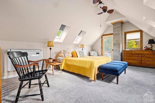 214 Fog Hill Rd, Austerlitz, NY 12017 - bedroom with a skylight, lofted ceiling, and carpet