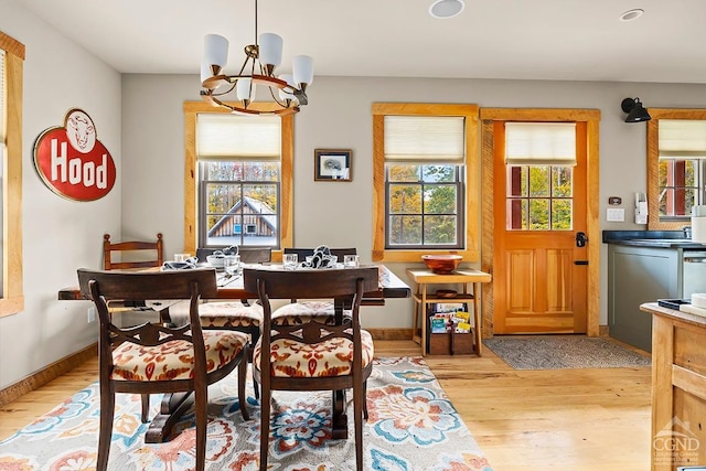 214 Fog Hill Rd, Austerlitz, NY 12017 - dining space featuring a chandelier, light wood-style floors, baseboards, and recessed lighting