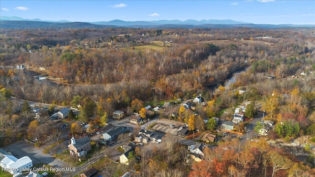 drone / aerial view with a mountain view