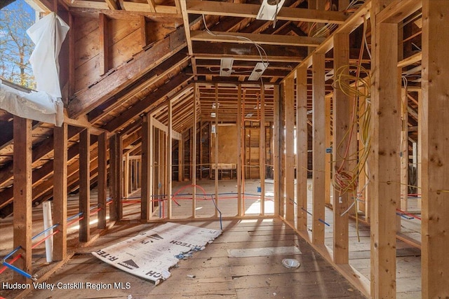 view of unfinished attic