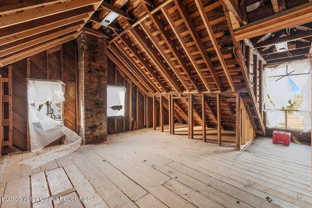 view of unfinished attic