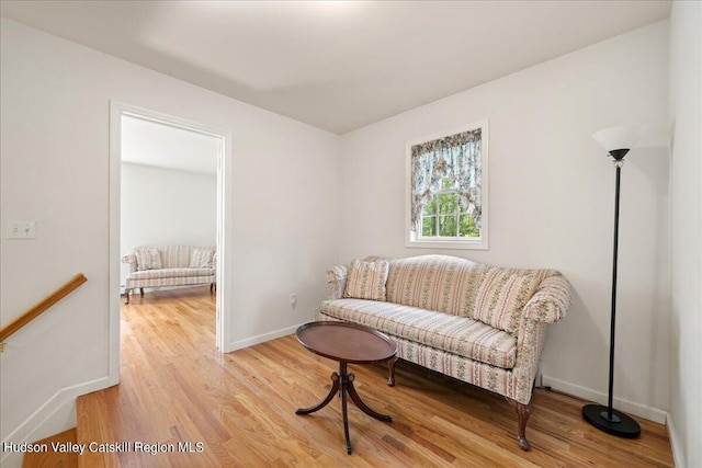 sitting room with light wood-type flooring