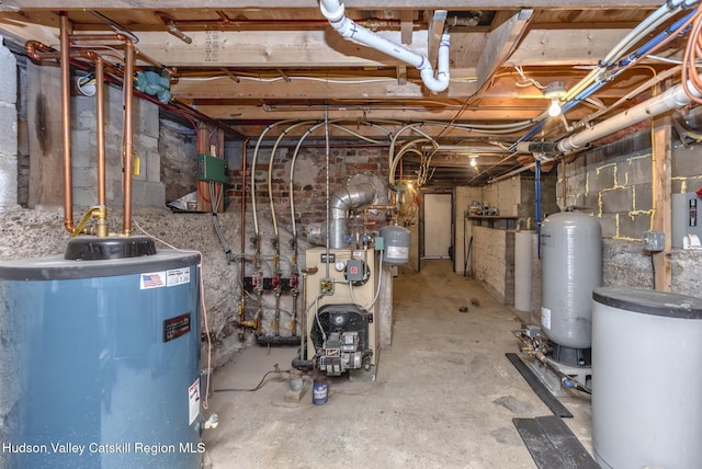 utilities with a heating unit and water heater