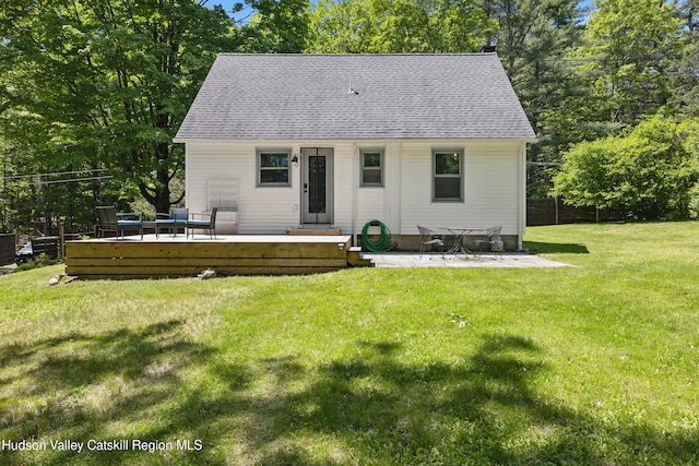 766 County Route 2, Accord, NY 12404 - rear view of property with roof with shingles, a yard, and a deck