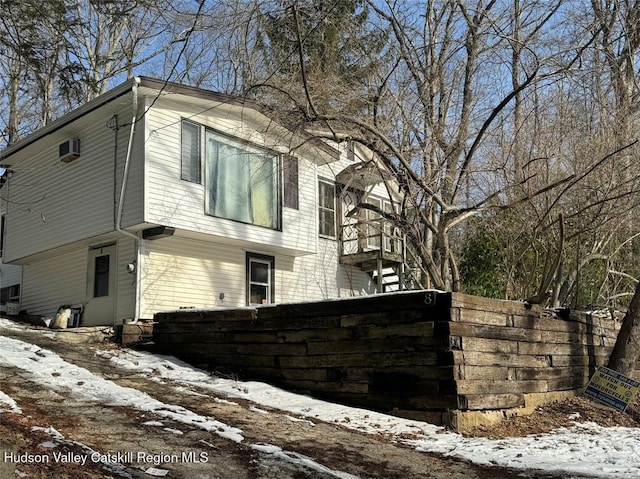 view of snow covered exterior