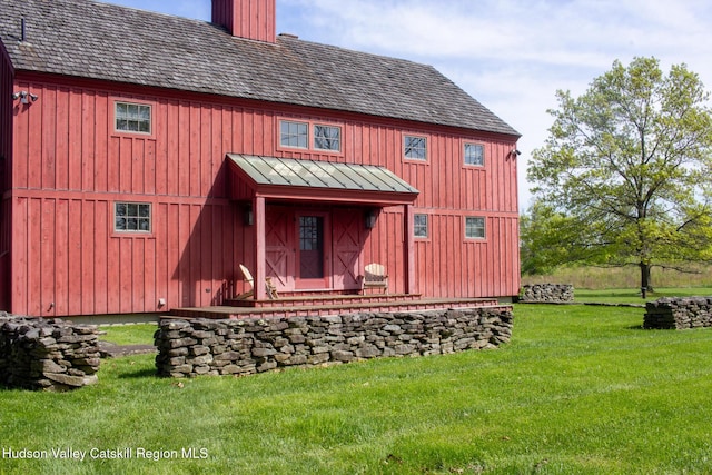 23 Raccoon Forks Rd, Old Chatham, NY 12136 - back of house featuring a yard and a chimney