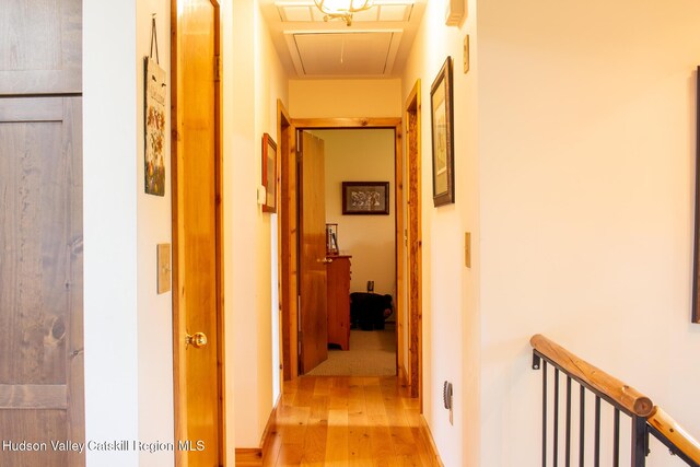 526 Taghkanic Rd, Elizaville, NY 12523 - corridor featuring attic access and wood finished floors