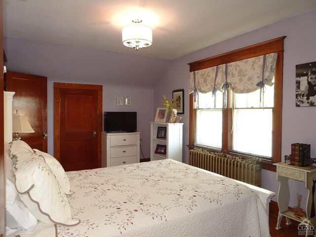 19 Aitken Ave, Hudson, NY 12534 - bedroom featuring radiator and vaulted ceiling