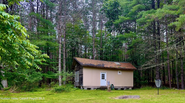 927 Queens Hwy, Accord, NY 12404 - view of outdoor structure featuring a view of trees and entry steps