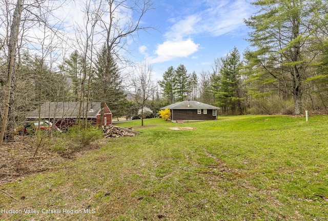 view of yard featuring an outbuilding