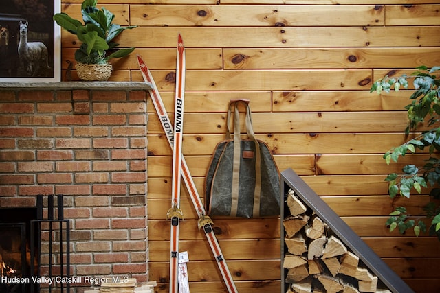 exterior details featuring brick siding