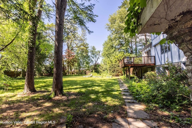 2 Malden Ave, Saugerties, NY 12477 - view of grassy yard featuring a wooden deck