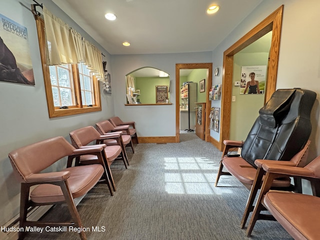 2 Malden Ave, Saugerties, NY 12477 - living area featuring recessed lighting, baseboards, and carpet flooring