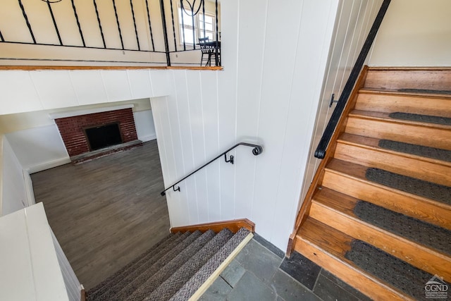 1536 State Route 213, Marbletown, NY 12440 - staircase with a fireplace and stone finish flooring