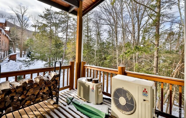 90 Club Rd, Windham, NY 12496 - snow covered deck featuring a cooling unit