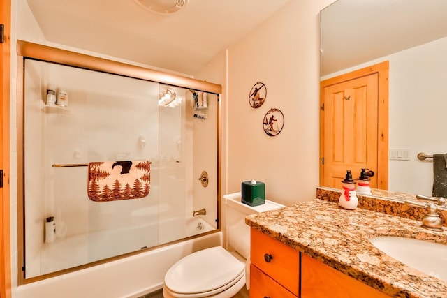 90 Club Rd, Windham, NY 12496 - full bath featuring vanity, bath / shower combo with glass door, and toilet