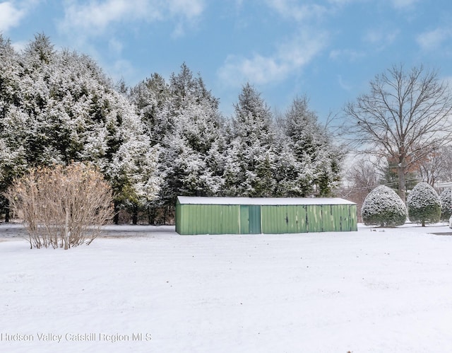 view of snow covered structure