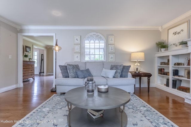 157 Hillside Ter, Kingston, NY 12401 - living room with ornamental molding and wood finished floors